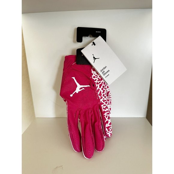 Nike Jordan Jet 7.0 Football Gloves Pink White Breast Cancer October Size M - Picture 1 of 4
